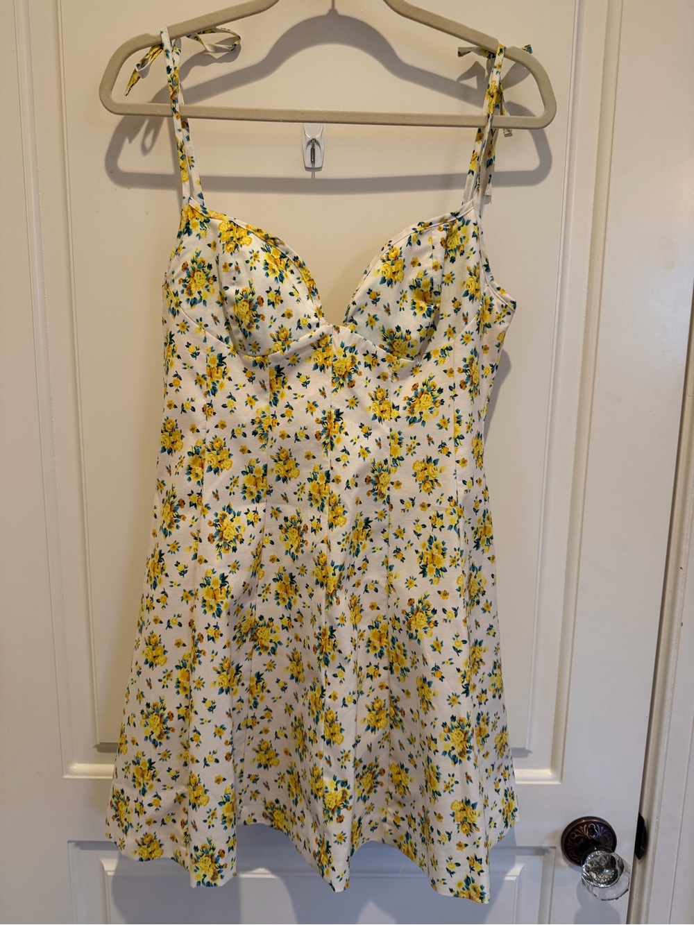 Zara White Mini Dress with Yellow Floral Print